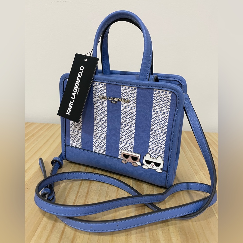 ✨ KARL LAGERFELD PARIS Maybelle Mini Box Crossbody – Blue, NWT & Rare